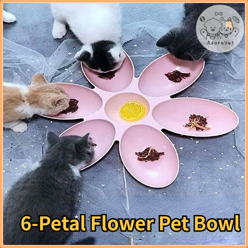 Multi-Pet Dog Cat Bowl 6-Petal Flower Shape Family Water Feeding Bowl ...