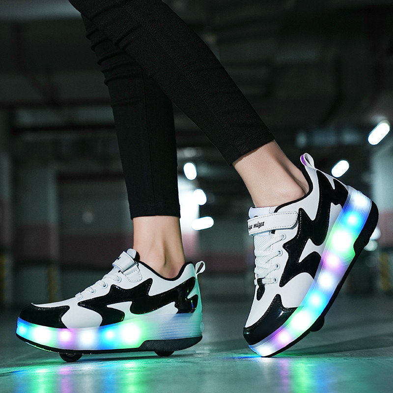 thumbnail interactive-video image 1 of Roller Skate Shoes For Kids Girls Boys Detachable Wheeled Fashion Sneakers - Product Details 1 of 1