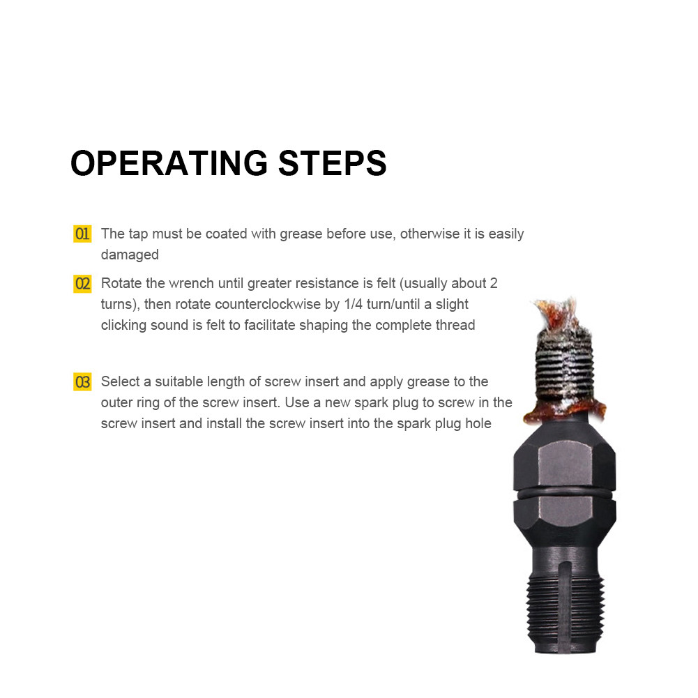 14mm Spark Plug Rethread Thread Repair Kit Helicoil Reamer Tap