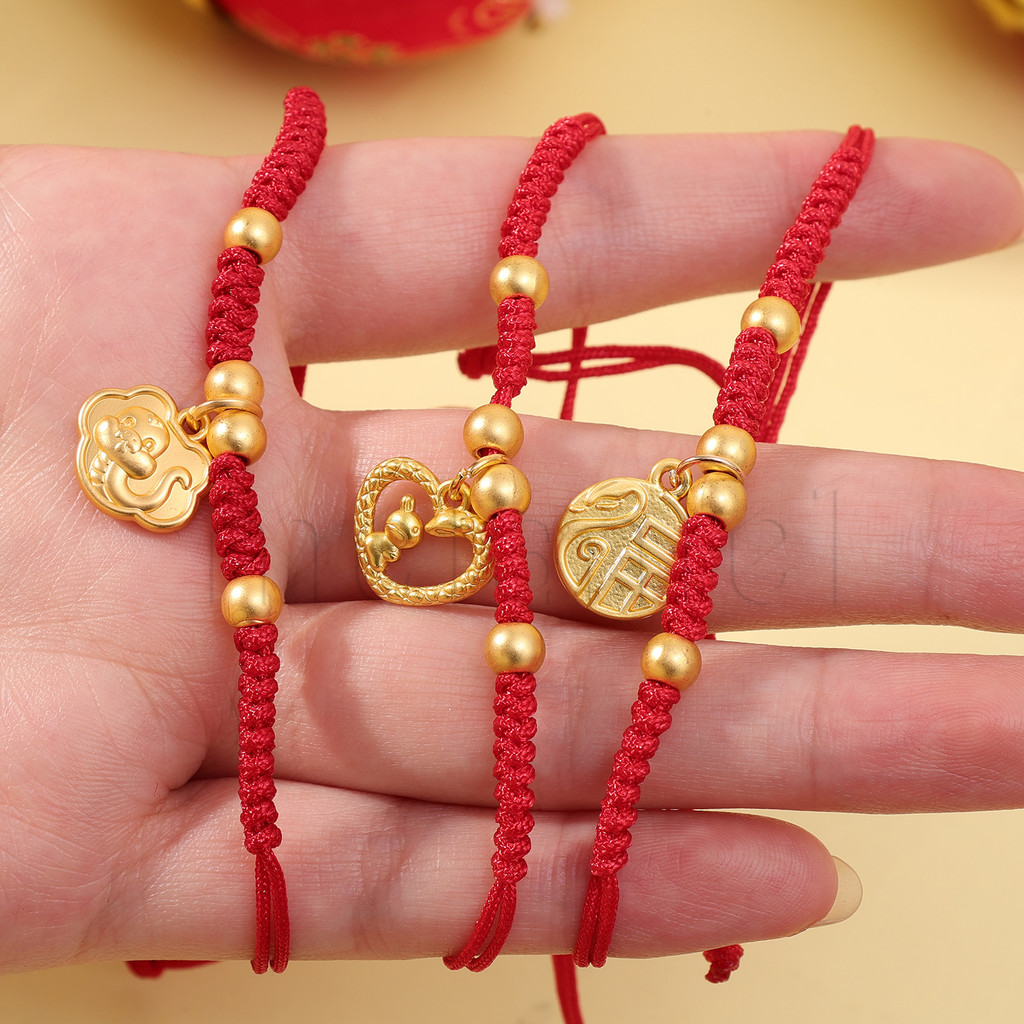 Adjustable Red String Bracelets Chinese Zodiac Animal Sign 2024 New Year Lucky D