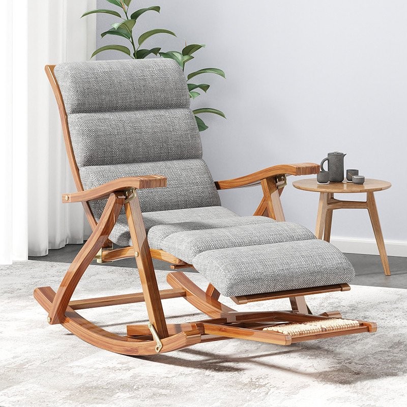 Rocking Chair Balcony Home Leisure Recliner Folding Adult Elderly Nap ...