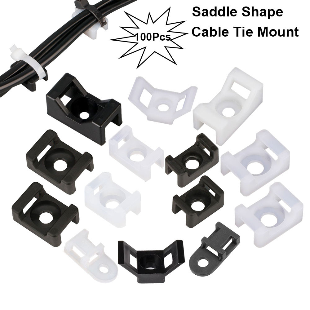 100pcs saddle cable tie base mounting bracket wire fixing clip screw ...