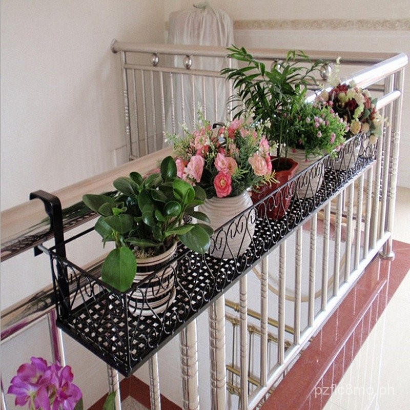 Iron Outdoor Flower Stand Balcony Potted Hanging Flower Stand Hanging ...