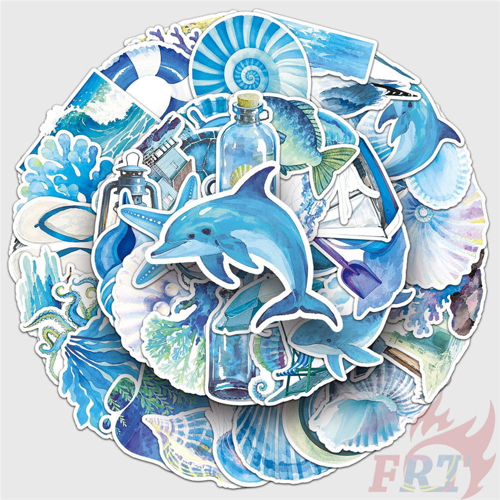 50Pcs/Set Watercolor Ocean Art Series 02 Stickers DIY Fashion ...