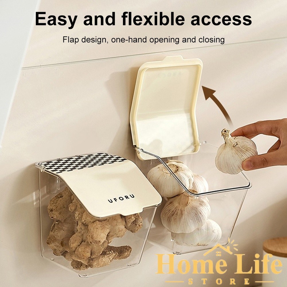 HL Kitchen Wall Mounted Organizer Onion And Garlic Organizer with Lid ...