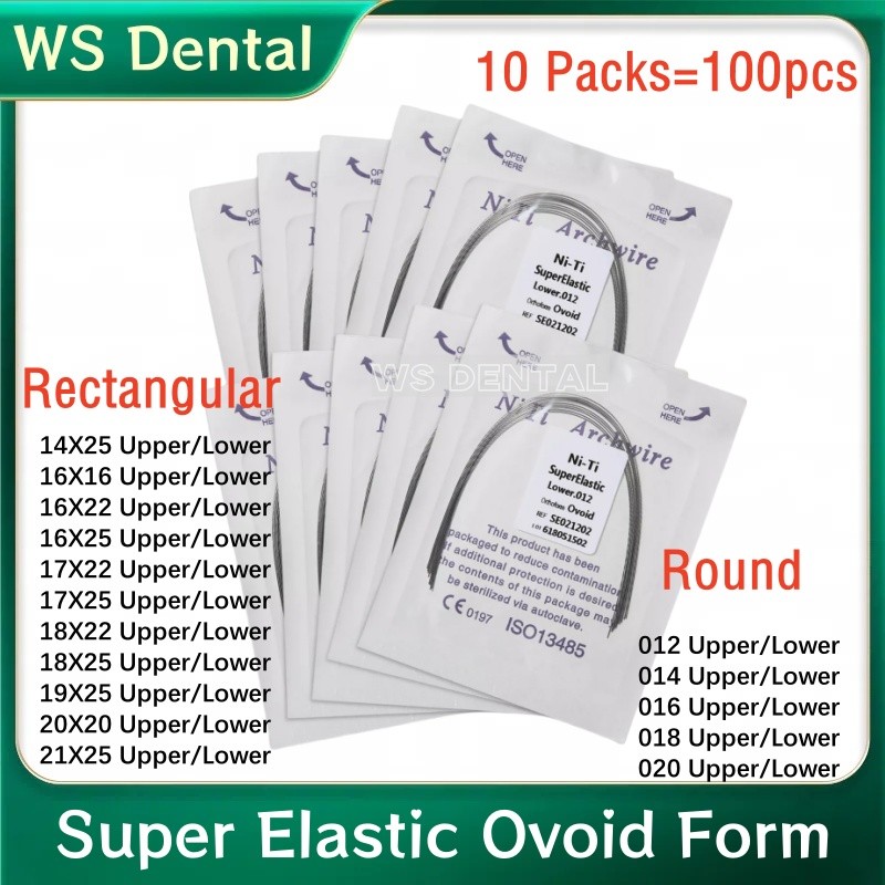 100pcs 10 Bags Dental Orthodontic Niti Arch Wire Round Super Elastic 012-020