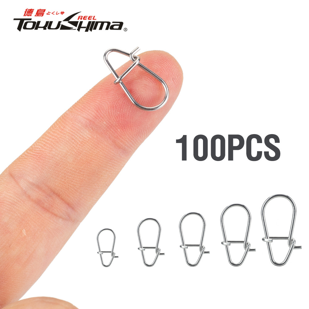 100Pcs Fishing Lure Connector 10-39.6Kg High Strength Snap Stainless ...