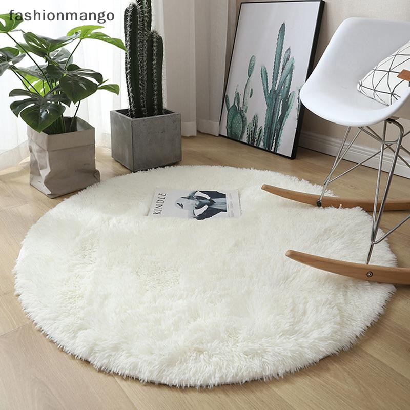 FMPH Bless Fluffy Wool Rug Living Room Carpets Faux Fur Round Mat Kids ...
