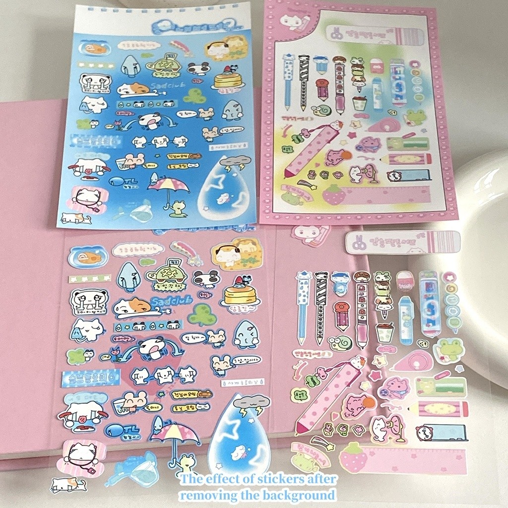 Steve 2pcs Cartoon Animal Cat Dog Rabbit Panda Stickers Waterproof ...