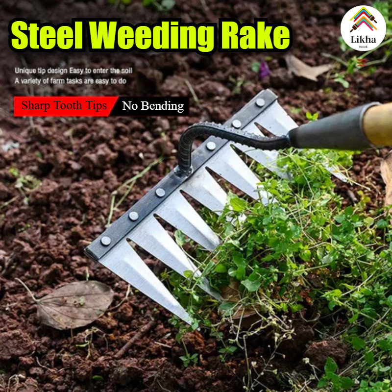Heavy Duty Steel Weeding Rake Multi Purpose Garden Tool for Soil ...