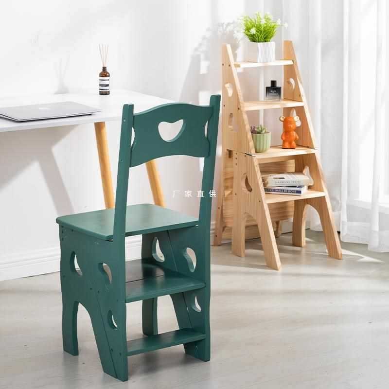 Solid Wood and Thickened Household Multifunctional Folding Ladder Chair ...