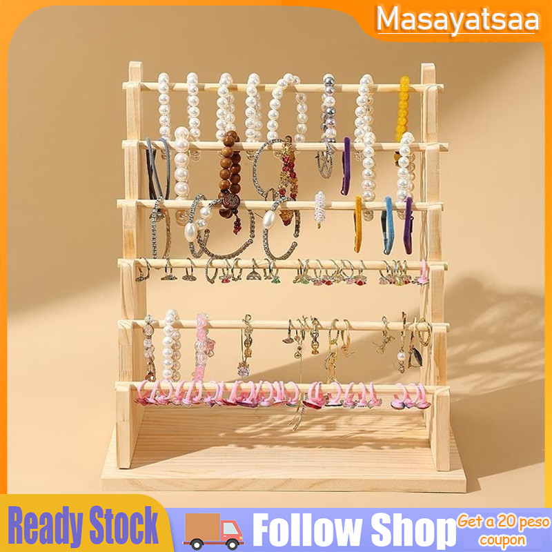 Solid Wood Jewellery Display Rack 4/6 Bracelet Storage Rack Stall ...