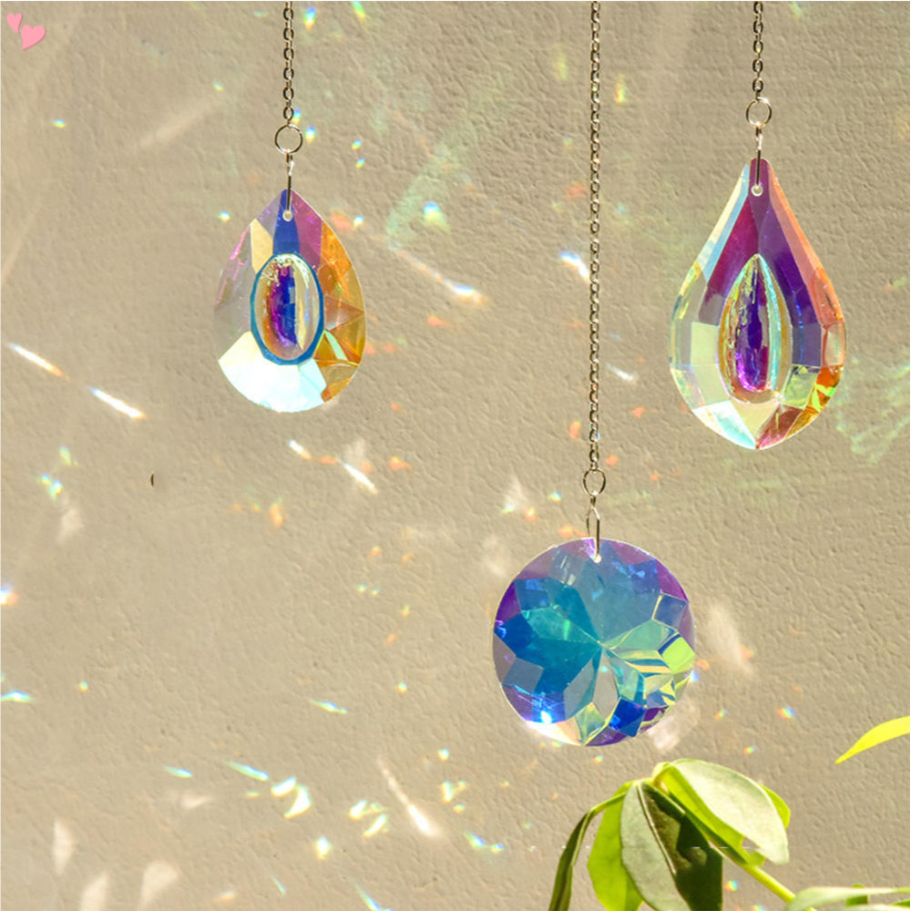 75mm Hanging Crystal Suncatcher Faceted Prism Glass Chandelier Crystals Flower Life Lightcatcher Rainbow Maker Garden Pendant
