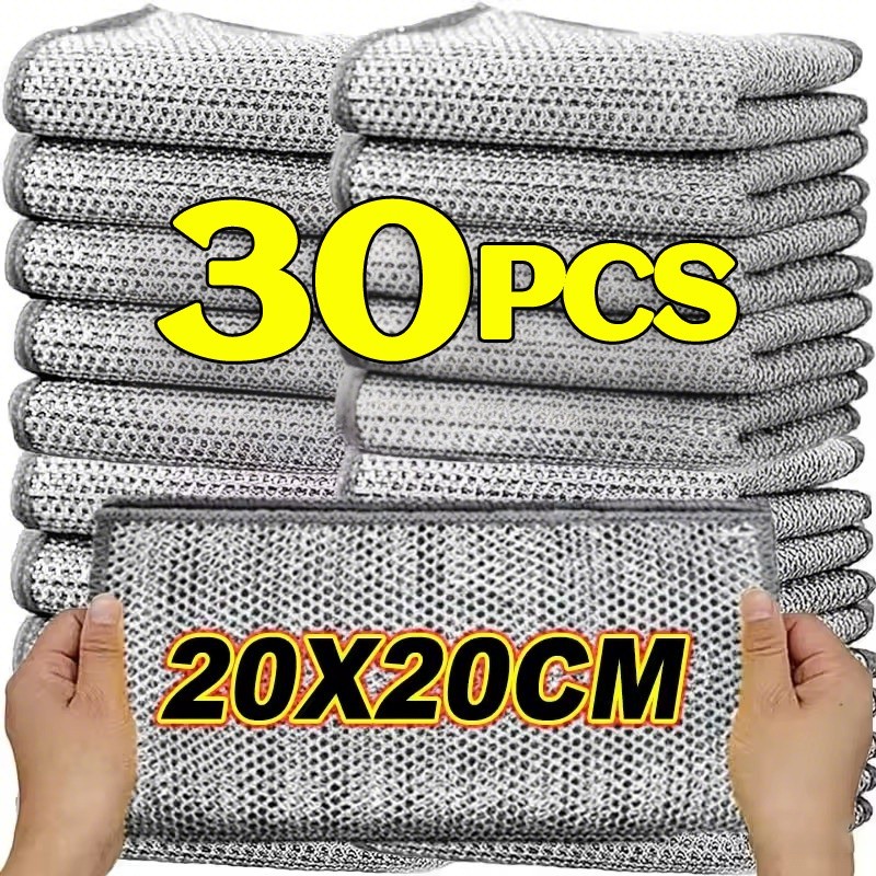 10/20/30Pcs Non-Scratch Cleaning Cloth / Thickened Double -Sided Metal ...
