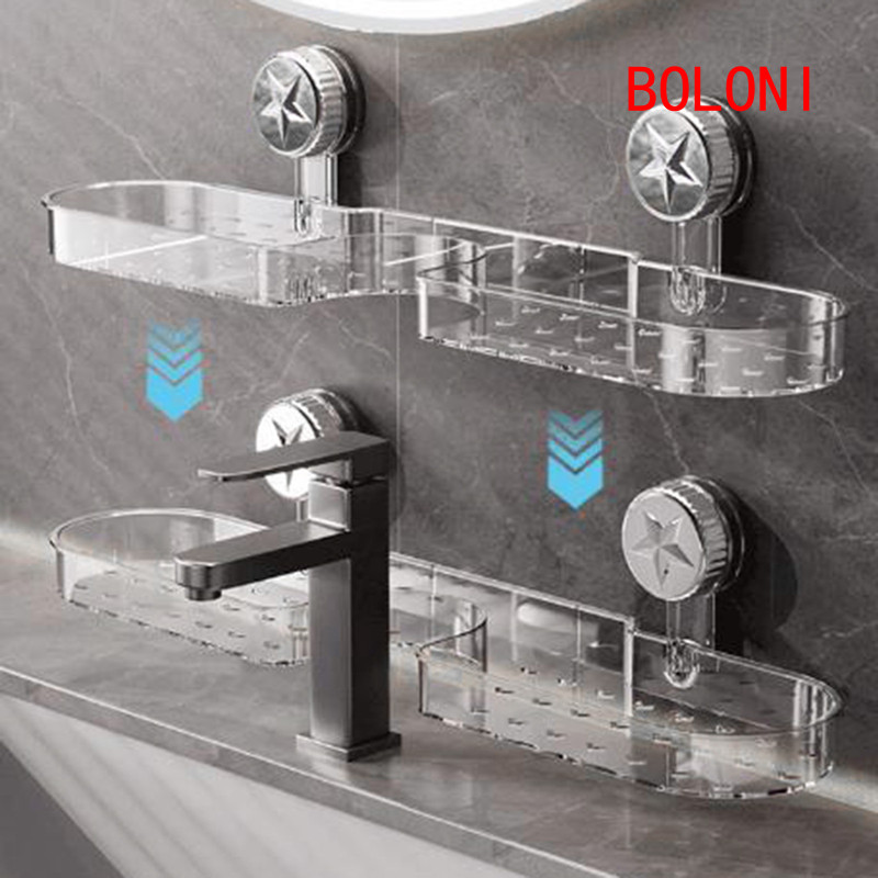 Suction Cup Faucet Storage Rack - Adjustable Bathroom Drainage Shelf ...