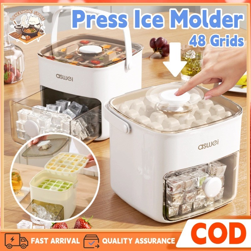48 Grids Ice Cube Tray Press Ice Handheld Large Capacity Freezing Ball ...