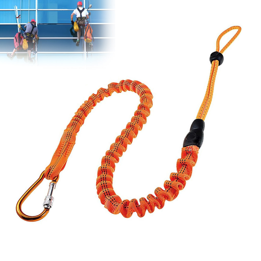 Work-at-Height Tool Safety Rope With Carabiner Retractable Elastic Rope ...