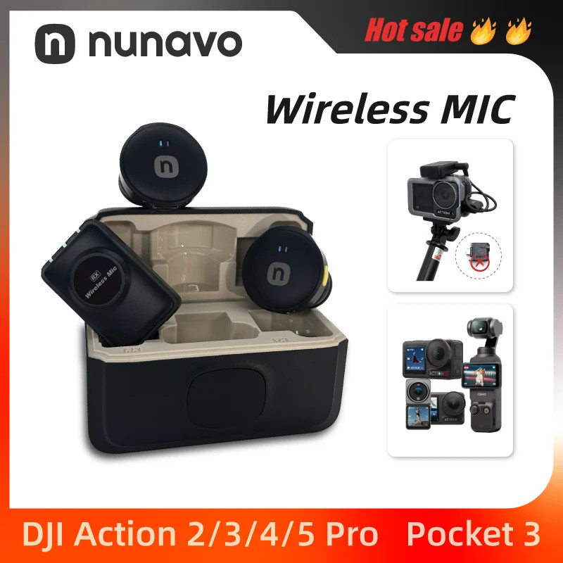 Wireless Microphone Mic for DJI OSMO Action 5 PRO/2/3/4 Camera Pocket3