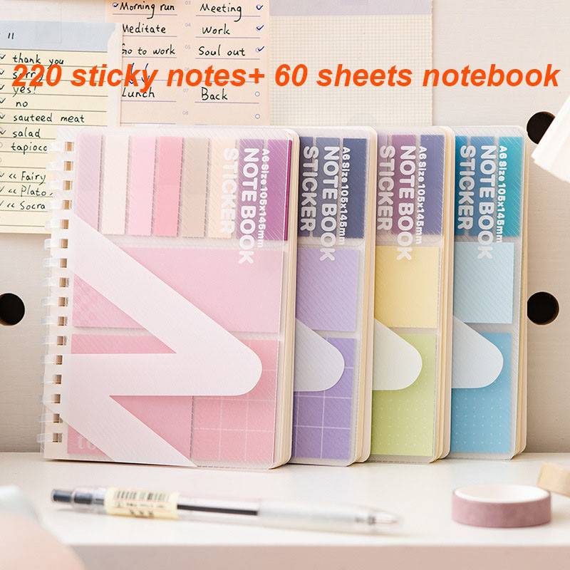 Multi Functional Spiral Notebook Lined Notepad with Sticky Notes ...