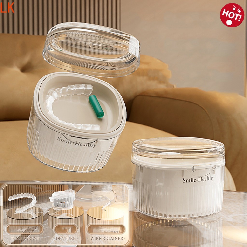 Denture Bath Box Cup Organizer Denture Case Retainer Cleaning Box ...