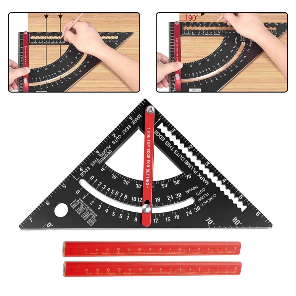 Carpentry Triangle Ruler 7 Inch with Conversion Table for Precision ...