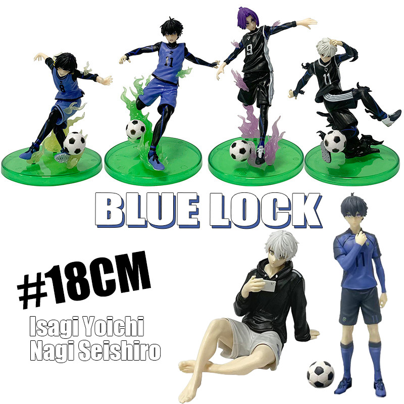 2 Statuette Blue Lock Isagi Yoichi E Bachira Meguru - Action Figure In PVC Sedute 10 Cm - Regalo Per Fan Anime