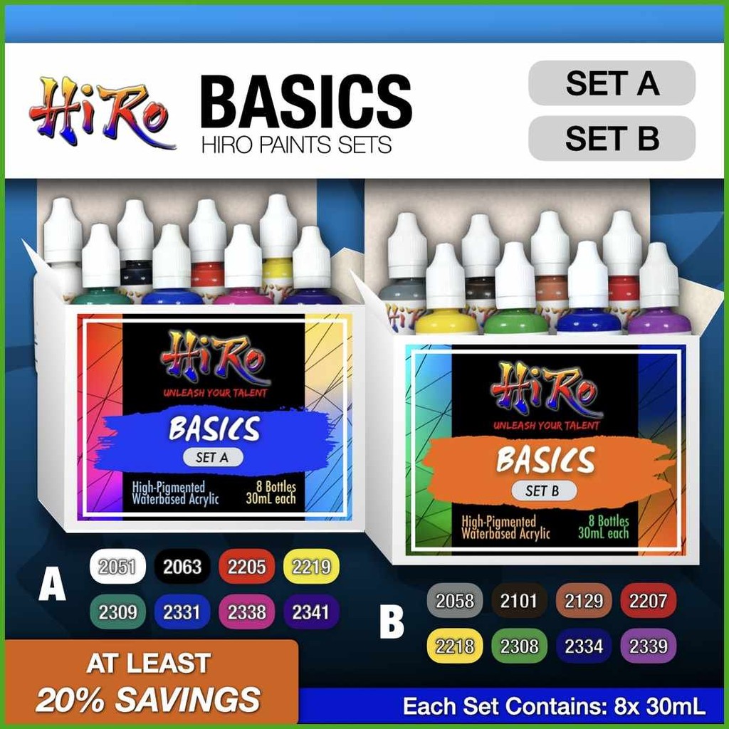 Basic/O]Set|r@(Set_s:A%s:and/or%fZ:Set%xX:B)%Di:Hiro%Tt:Paints (8x30mL ...