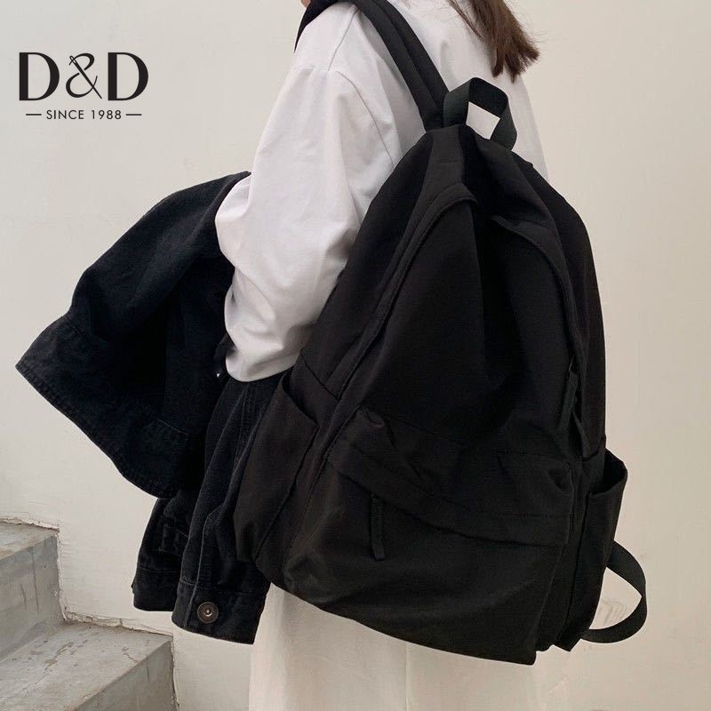 Simple Black Backpack Travel Bag Student Backpack Large Capacity ...