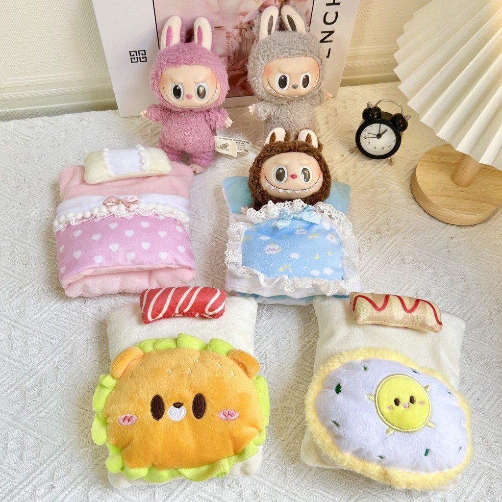 Only Clothes] 17cm Pendant labubu Sleeping Bag Burger Hot Dog Bed ...