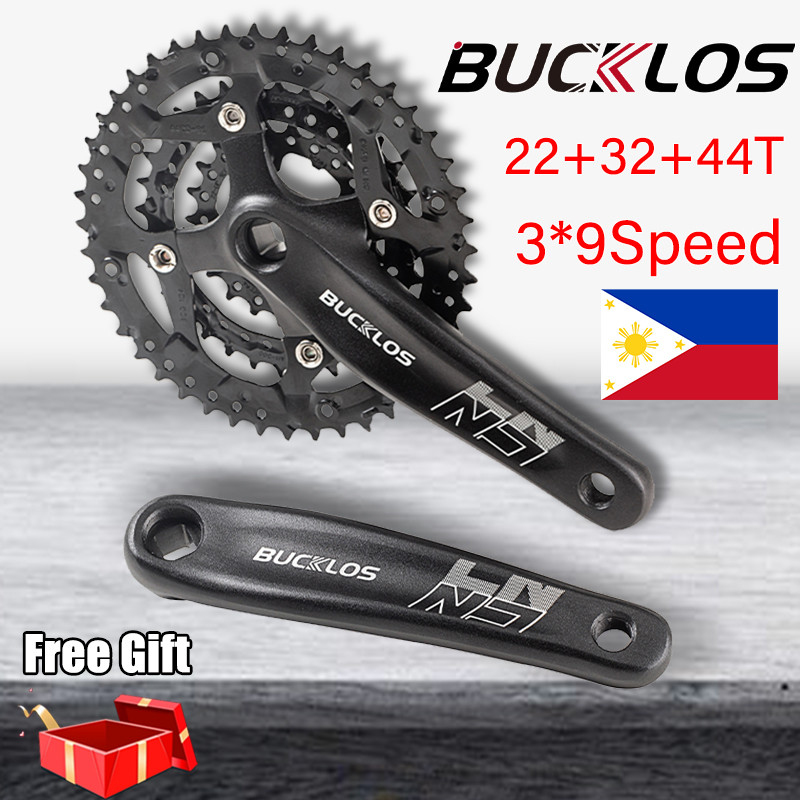 BUCKLOS MTB Crankset 104BCD 9 Speed Chainring Crank 3x Aluminum Alloy 9 ...
