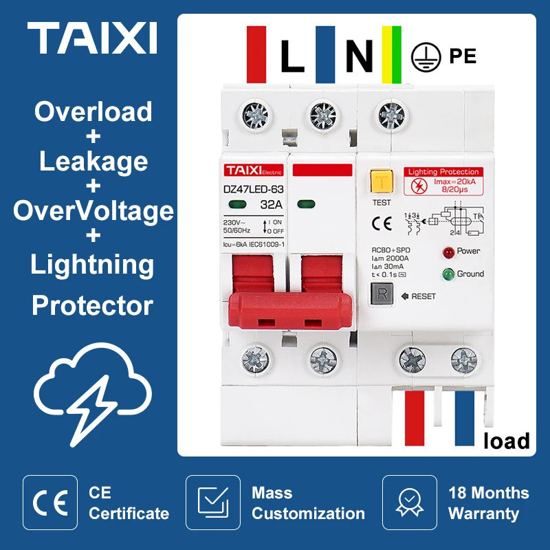 SPD Residual Current Circuit Breaker With Overload RCD RCBO RCCB With ...