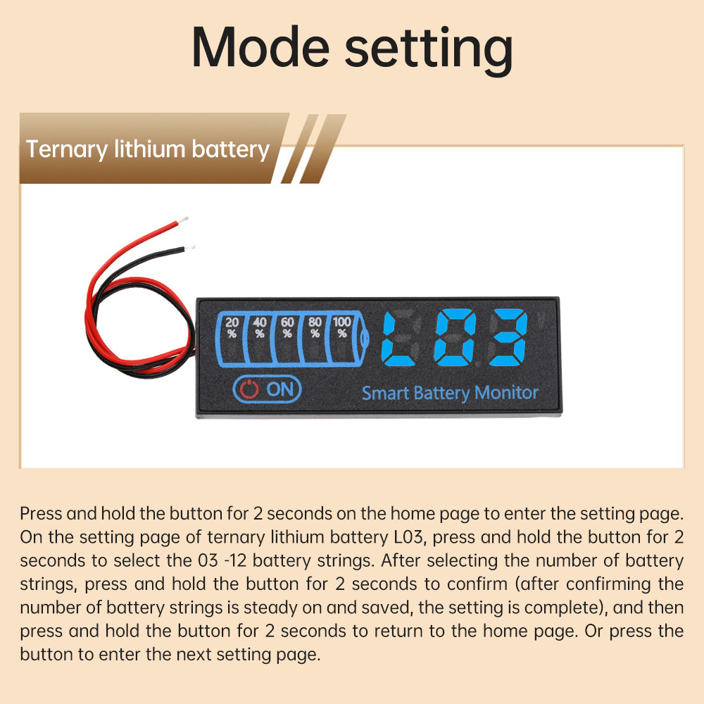 DIYMORE DC 7-55V LED Indicator Voltage Charge Indicator Acid/Lithium ...