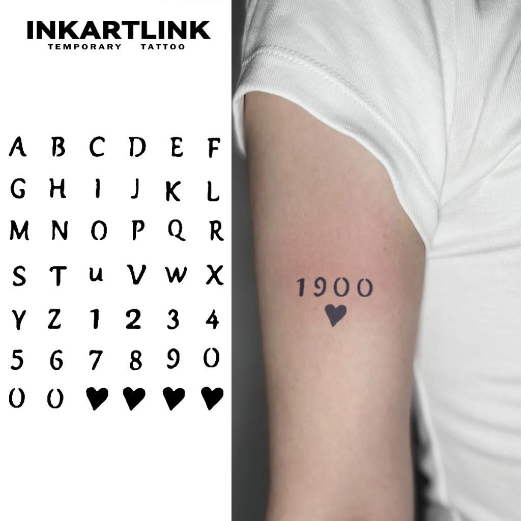 Inkartlink Number Temporary Tattoo Stickers, Waterproof Long-lasting ...