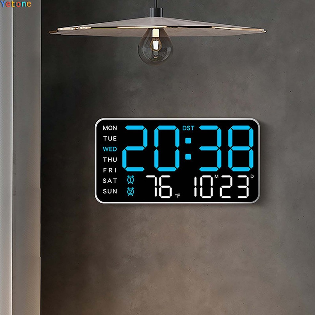 Yetoone Large digital wall clock Temperature date week display Remote ...