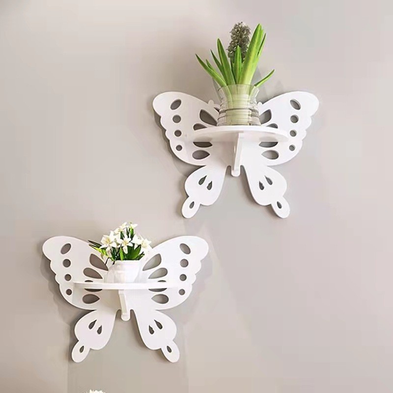Tebru Butterfly Shape Storage Rack Wall Shelf Rural Style Home ...