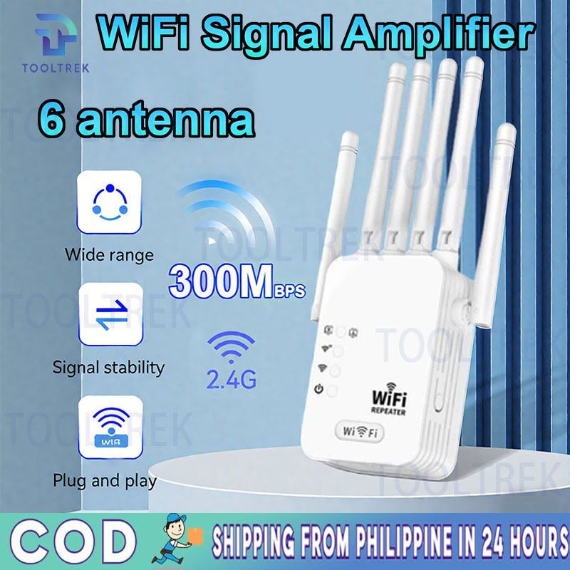 Wireless Router 300Mbps WiFi Repeater 6 Antenna Signal Extender Version ...