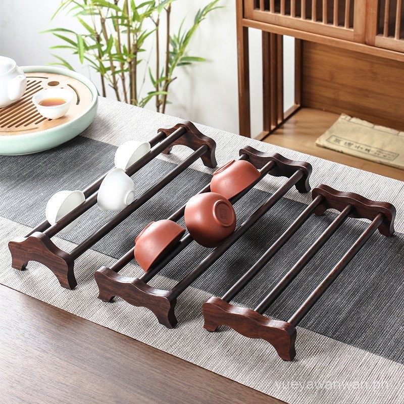 Ebony Bamboo Kung Fu Tea Cup Storage Rack Single Layer Cup Draining ...