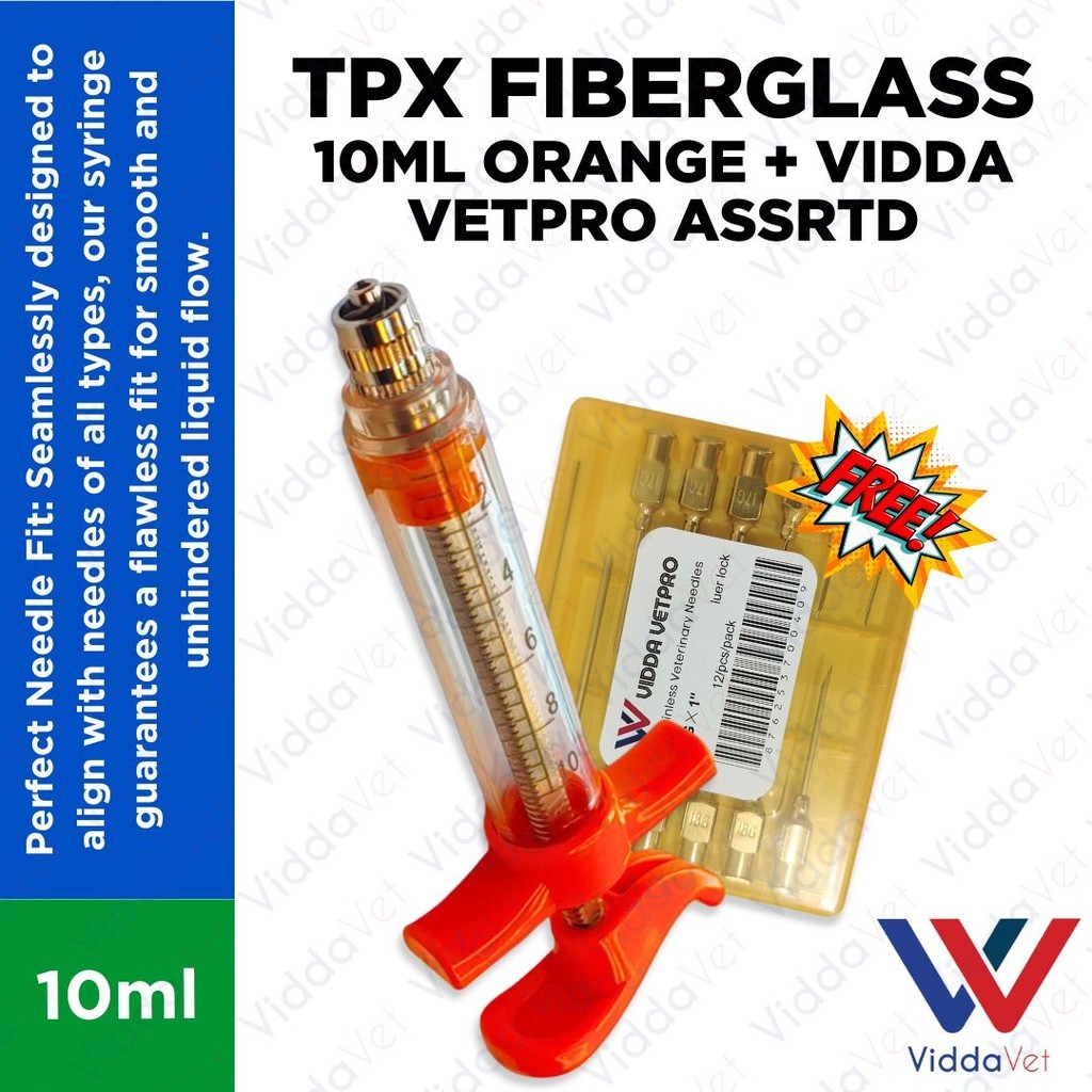 20ml orange TPX syringe and 12 pcs viddavet pro stainless Viddavet ...