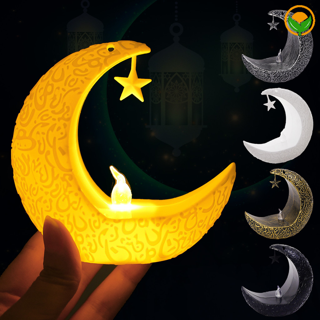 Eid Mubarak Starry Moon LED Candlestick Ramadan Kareem Moon Star Castle ...