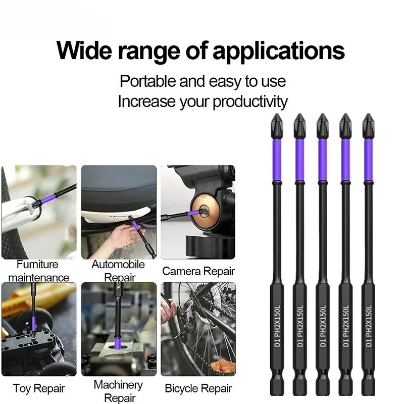 6pcs/set Anti-shock Strong Magnetic Screwdriver Bits High Hardness ...