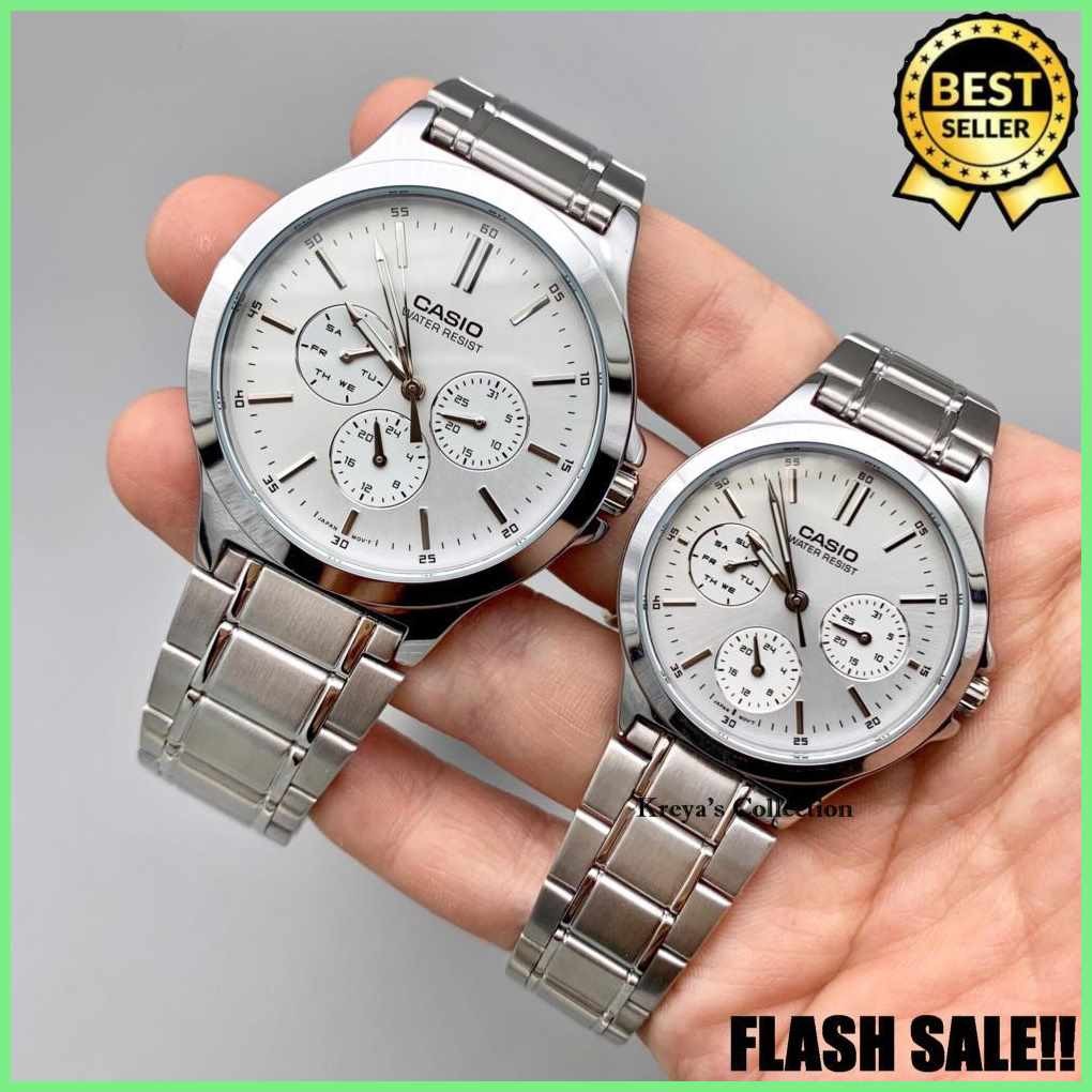 Casio!vL@ENT%pd{V300DKI3-GTChronograph-xBWhite-GDial-sStainless-ISteel ...