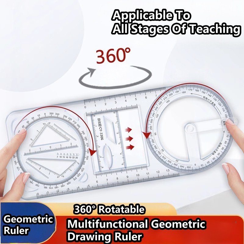Multifunctional Ruler Function Geometric Graphic Ruler Rotatable ...