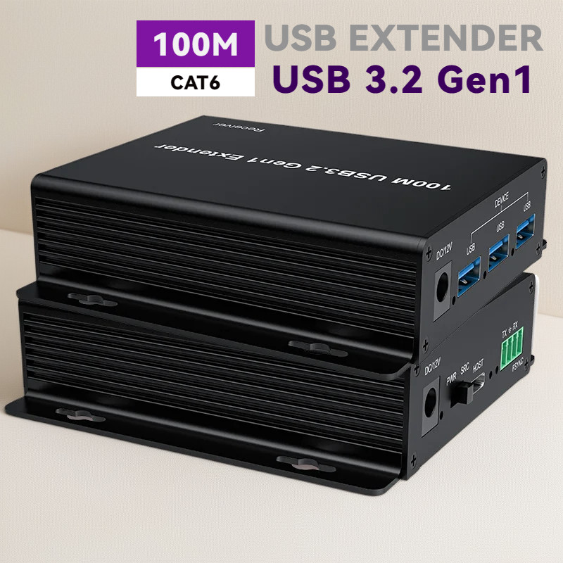 USB3.0 Extender 100M 4-Port USB3.2 Gen 1 via Rj45 CAT6A SuperSpeed ...