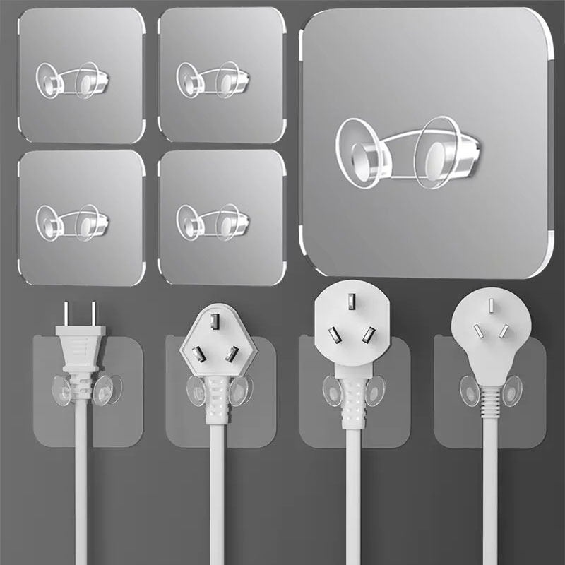 Transparent Plug Holder / Strong Sticky Socket Hook / Wall Mount Power ...