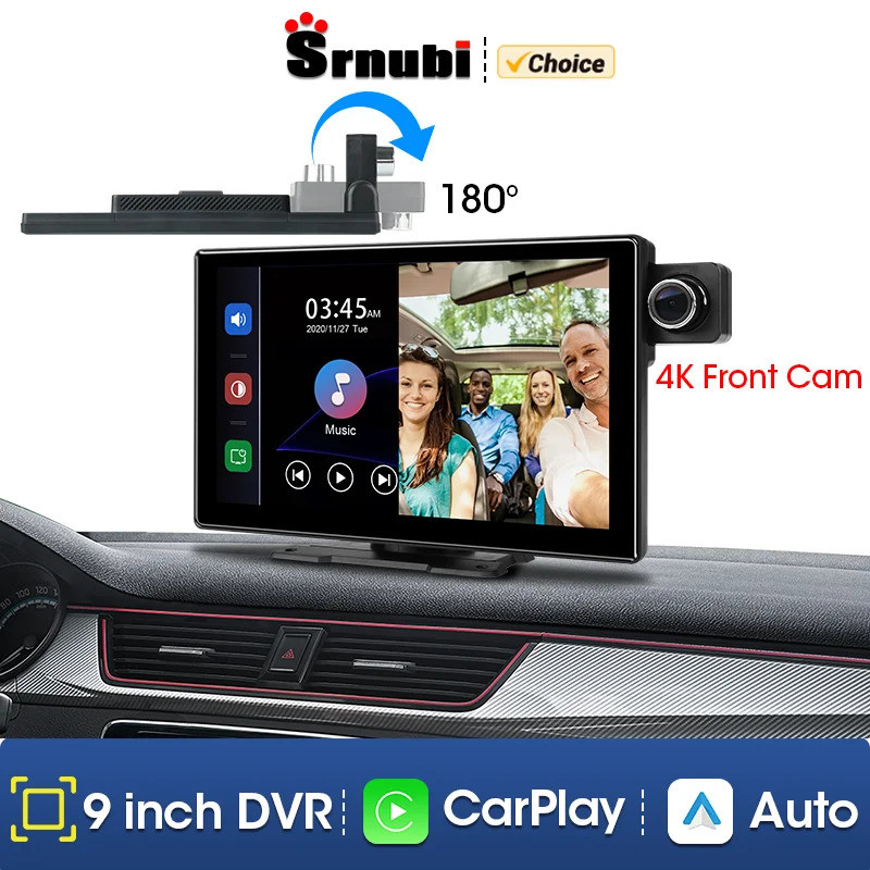 Srnubi 9 inch 4K Carplay & Android Auto Car DVR WiFi Bluetooth AUX FM ...