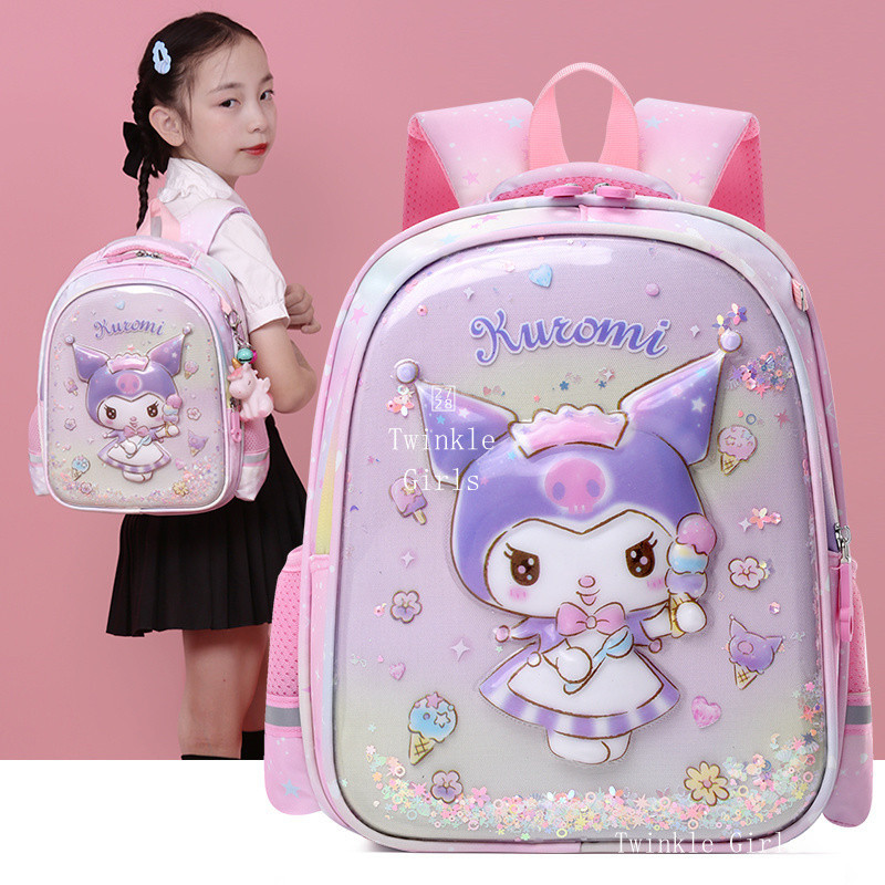 Cute Hello Kitty Cartoon School Backpack, Kawaii Kuromi My Melody Cinnamoroll Laptop Bag Pattern - View #4