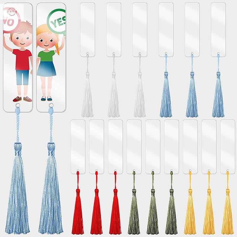 Sun 12pcs Acrylic Bookmark With Rope Blank Diy Handmade Craft Acrylic ...