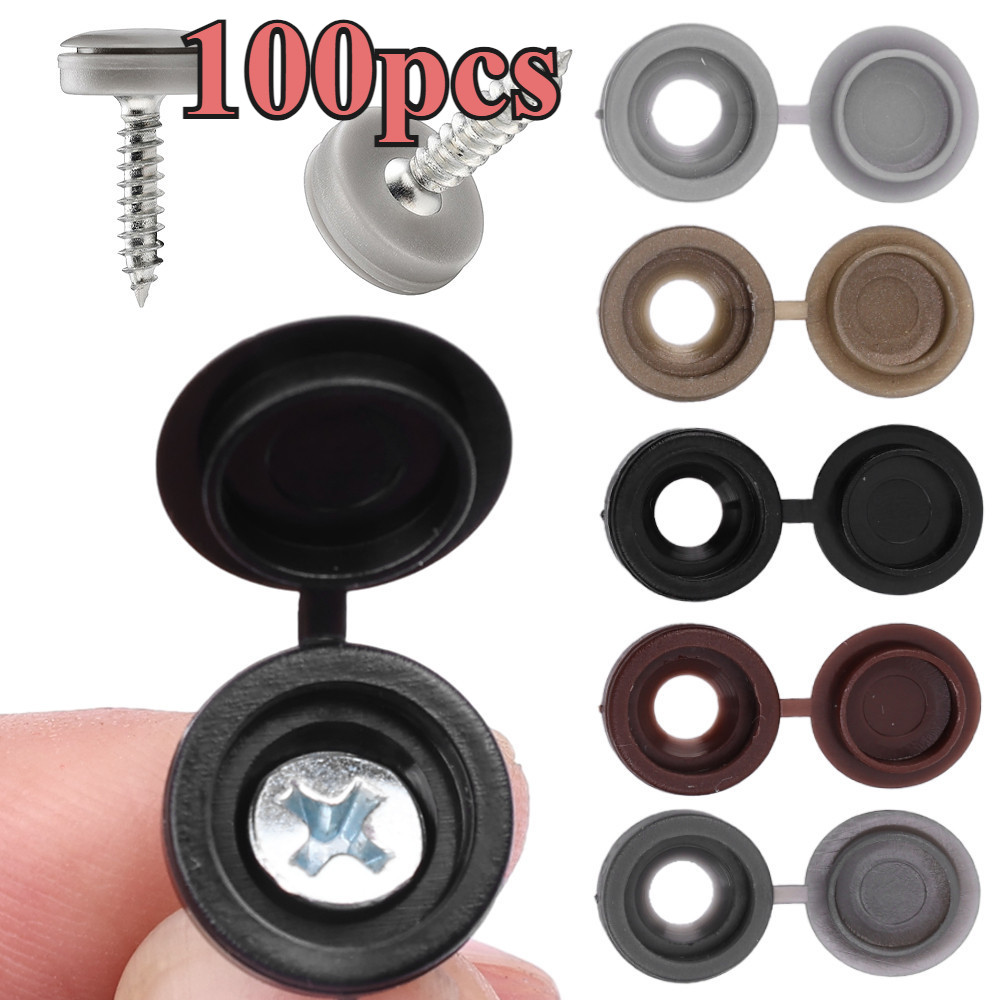 100Pcs Plastic Screw Cover Nuts Bolts Hardware Decorative Caps Fold ...