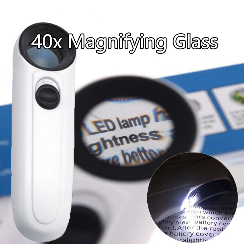 1 Pcs Magnifier 40x Magnifying Glass Handheld Jewelry Loupe Loop with 2 ...