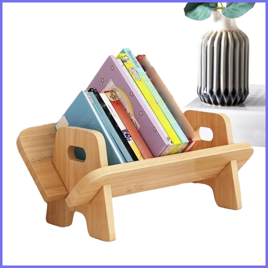 Desktop Bookshelf Organizer Wood Book Organizer Tabletop Tilting ...
